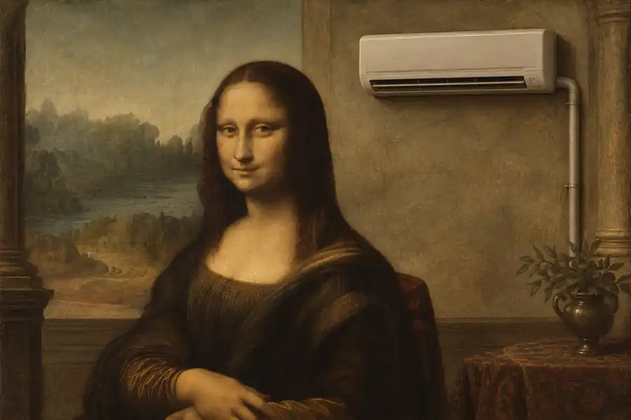 A famous historical scene with an air conditioner added