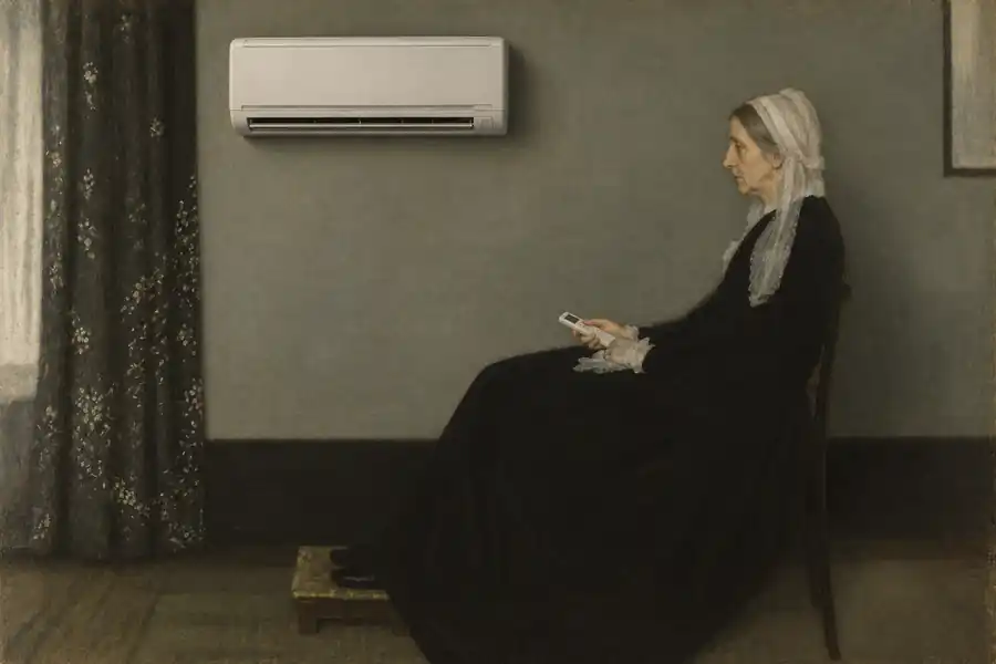 A famous historical scene with an air conditioner added