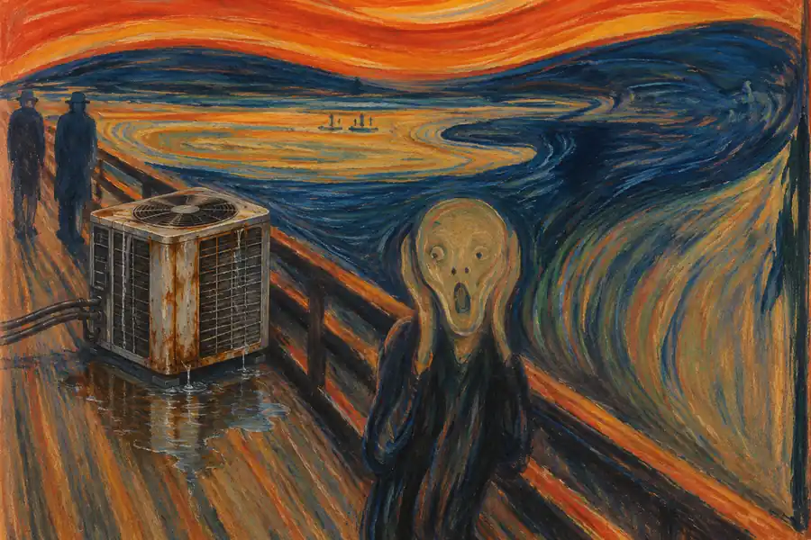A famous historical scene with an air conditioner added