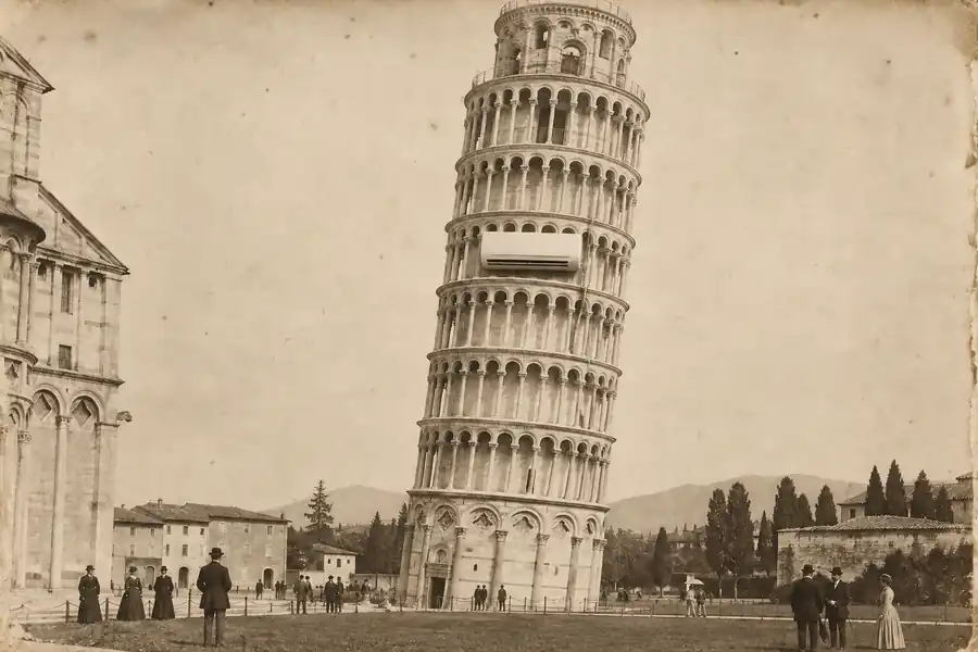 A famous historical scene with an air conditioner added