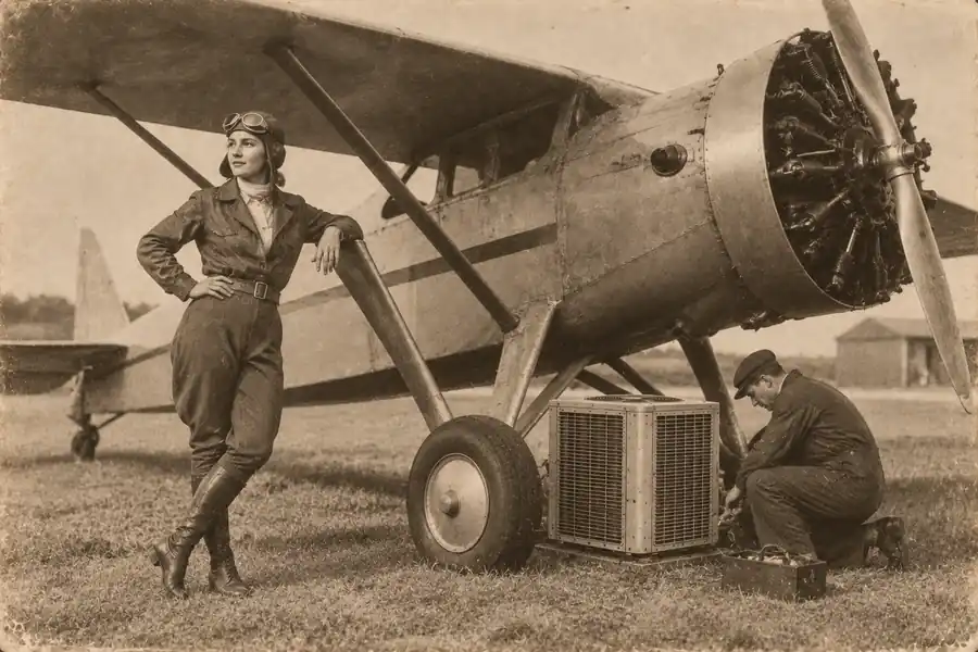 A famous historical scene with an air conditioner added