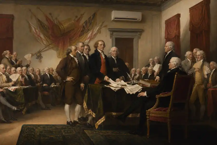 A famous historical scene with an air conditioner added