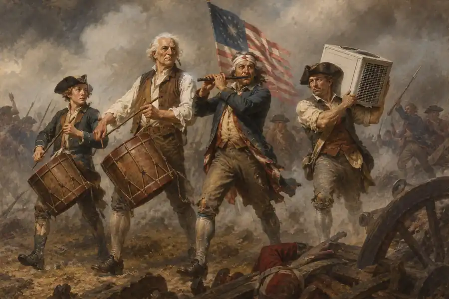 A famous historical scene with an air conditioner added