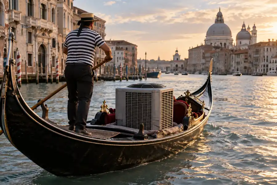 A famous historical scene with an air conditioner added