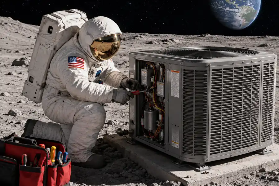 A famous historical scene with an air conditioner added