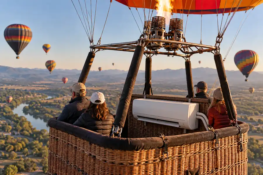A famous historical scene with an air conditioner added